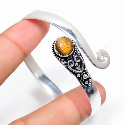 Bracelet Manchette Argent 925 Fait Main - Pierre Iolite Quartz, Bleu