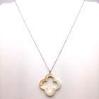 925 Chain Mother of Pearl Open Quatrefoil Pendant Necklace MOP Shell