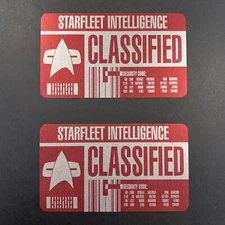 • STAR TREK • SILVER FOIL STARFLEET INTELLIGENCE PROP REPLICA LABEL DECALS •