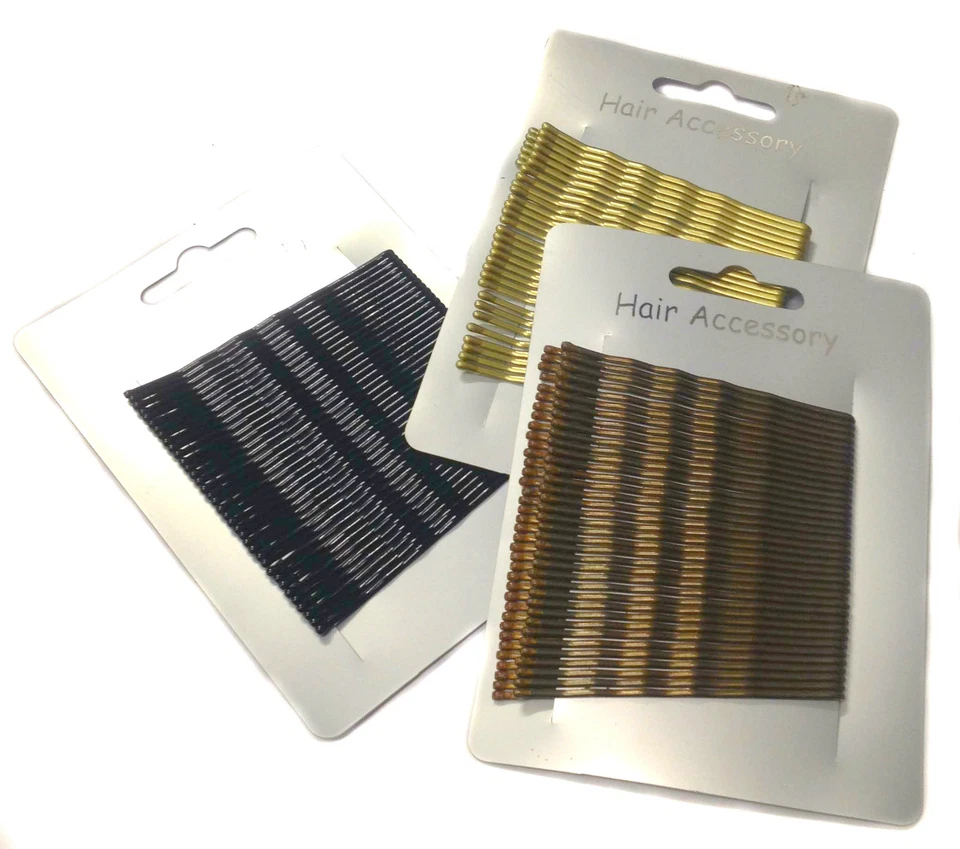 36 Long Large 6.5cm Kirby Hair Grips Clips Bobby Waved Pins Slides Black Brown