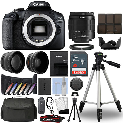 Canon EOS 2000D / Rebel T7 DSLR Camera + 18-55mm 3 Lens Kit+ 32GB Best Value Kit - Picture 1 of 8