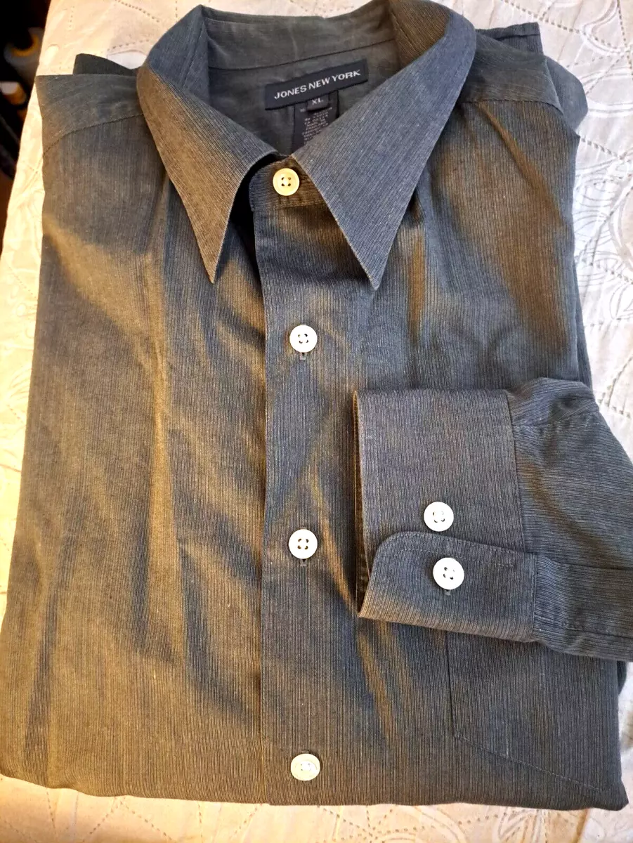 Jones New York Long Sleeve Button Down Dress Shirt Gray Size XL
