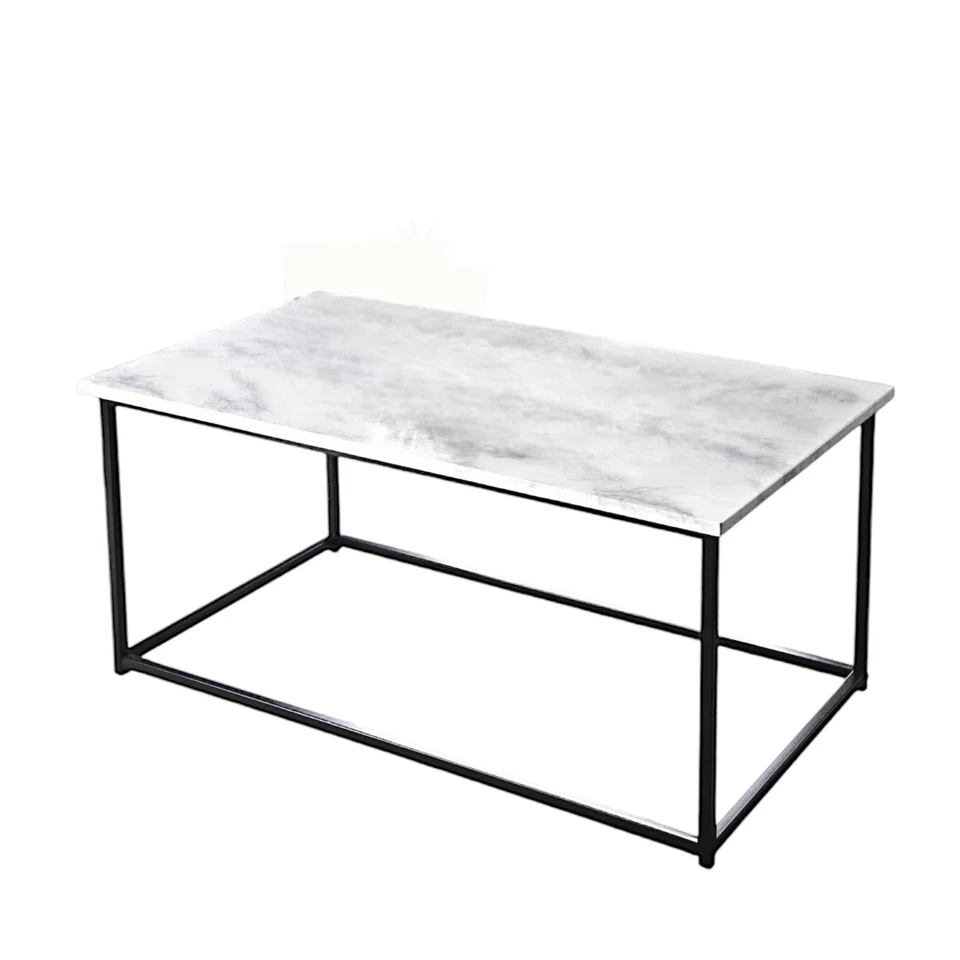 Modern Coffee Table Marble Effect Living Room Side Table Set Sofa Side End Table - Image 2 of 4