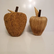 Vintage Primative Wooden Grapevine Apples Set 2 Farmhouse Decorative Country