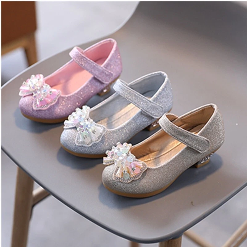 Vente chaude enfants filles talons hauts chaussures enfants étudiants chaussures  princesse pour fête