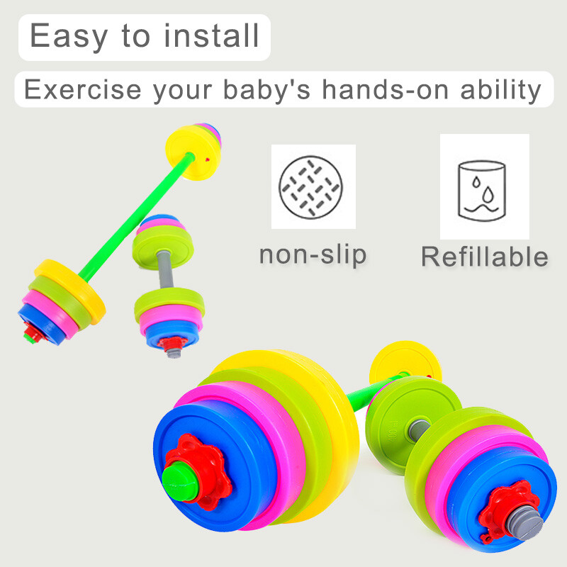 Kids Adjustable Barbell Toy Set Durable Exercise Dumbells Toys