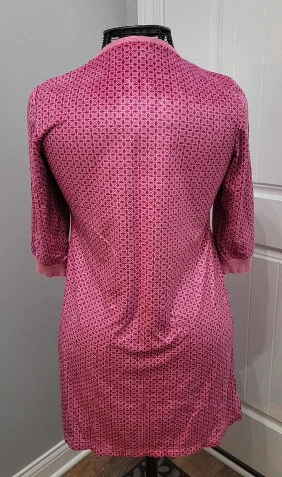Ultra Soft Nautica Nightgown Sz L Orchid Pink Basket Weave Print W/Side Slits  — 第 3/4 张图片