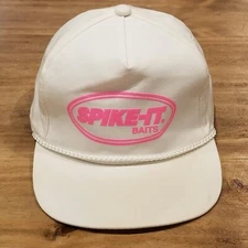 Vintage Fishing Hat Spike It Baits One Size strap Back White Rope 80s 90s