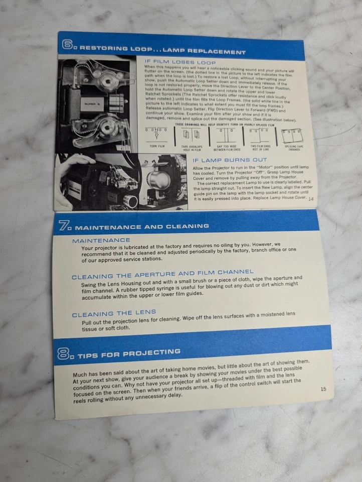 Bell & Howell Autoload 461 Super 8 Proyector Manual Original Guía Operadores Foto 4 de 4