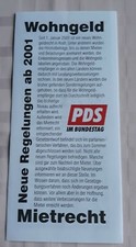 Flyer/PDS in the Bundestag/housing allowance and tenancy law new regulations from 2001