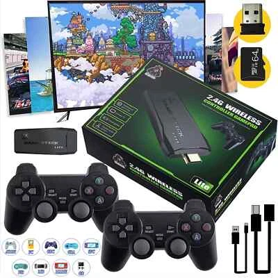 MARKENLOS TV 4K HD 20000 + Consola de videojuegos retro Game Stick 64 GB con 2 controladores inalámbricos