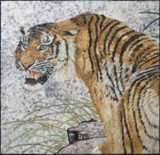TIGER MOSAIC MURALS Wild Jungle Animal Mosaic Murals For House Warming Gift
