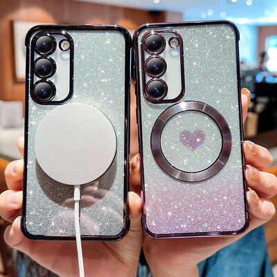 For Samsung Galaxy S25 FE S24 Ultra S23 S22 Glitter Mag Safe Magnetic Case Cover