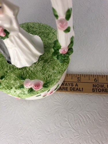 Bride & Groom Wedding Cake Topper Ceramic Music Box Moves & Plays Loves Story - Picture 9 of 9