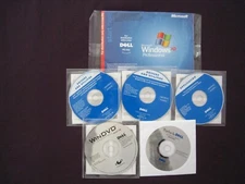 LOT OF 6 DELL MICROSOFT WINDOWS XP PROFESSIONAL REINSTALL DISC WINDVD, DRVERS +