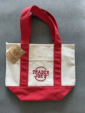 Trader Joe’s Mini Canvas Tote Bag Brand New - Red