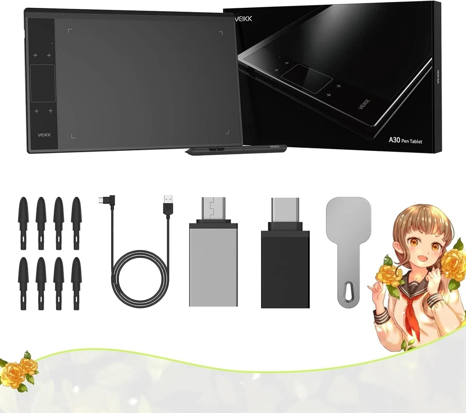 A30 Drawing Tablet, 10x6 Inch Graphics Tablet with 8192 Levels Battery - Image 4 of 4