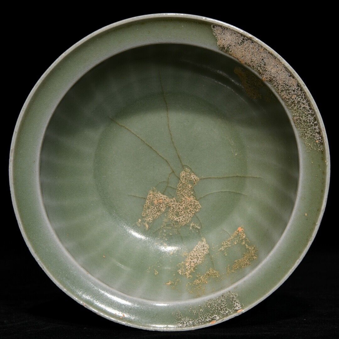 Horno de cerámica antiguo de 5"" China a Song cuenco de borde plegable