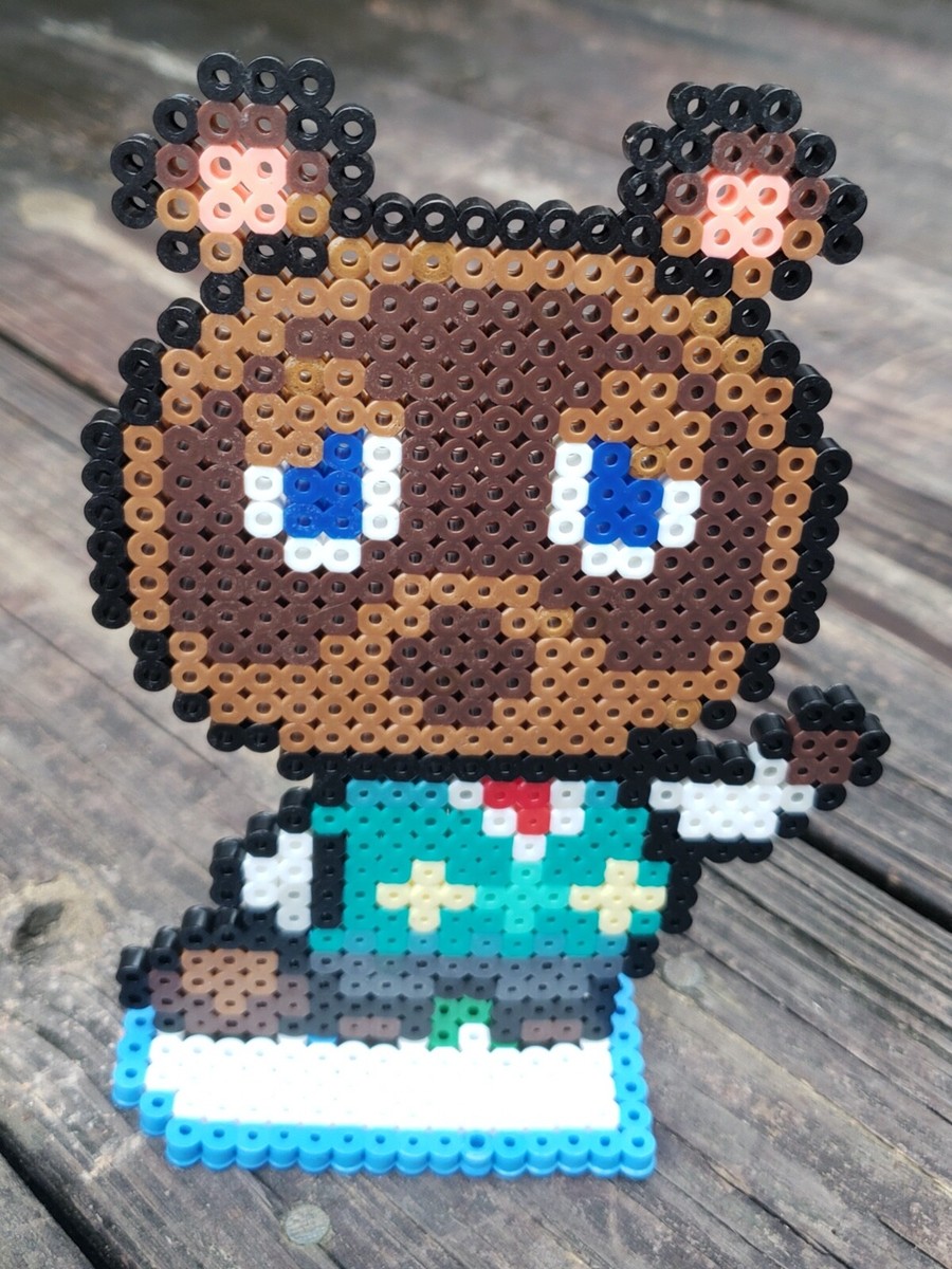 Tom Nook With ACNH Stand Animal Crossing New Horizons Pixel Art Perler Art