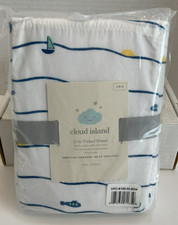 NEW CLOUD ISLAND CRIB FITTED SHEET - WAVES WITH BOATS  SUBMARINES FULLY ELASTIC