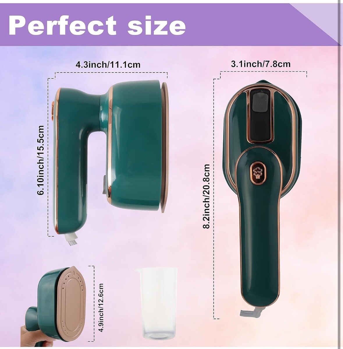 Mini Steam Iron, 1000W Foldable Handheld Travel Steamer Iron 15s Fast Heat Up