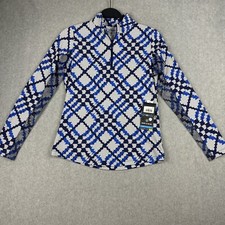 IBKUL Shirt Womens XS Blue LS 1/4 Zip Mock Neck Sonika Golf Performance NWT 100