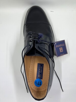 Panelli Italy Mens Shoes Black Leather Lace Up Oxford Cap  display picture 1