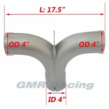 Aluminized 4" ID/OD Elbow Pipe Exhaust Y-Pipe With Divider Semi Truck Y-Pipe
