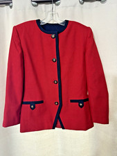 Kasper For A.S.L Blazer Jacket Blue Red Size 14 Vintage