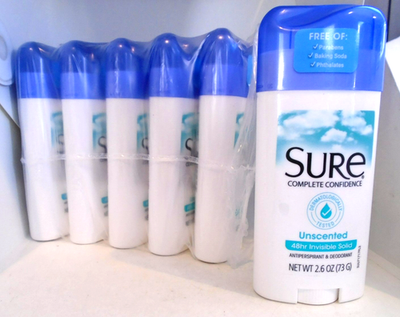 #ad #ad SURE Antiperspirant Deodorant Solid 48HR Unscented 2.6 Ounce 6 PACK 9 2027 $20.99