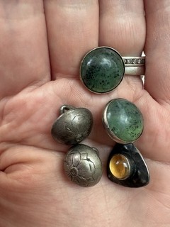 Selection Of Lovely Antique Silver Buttons 2 Pairs & One Stand Alone