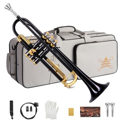 STRICH Bb Standard Trumpet Set for Beginners, Brass Student Black