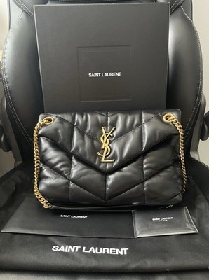Yves Saint Laurent YSL Small Puffer Bag Black Quilted Lambskin Gold Hardware