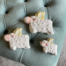 Whimsical 3 flying sheep wall mounted figures 