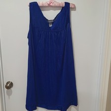 Vintage Vanity Fair Womens 2XL Nightgown Dark Blue Nylon Lace Trim