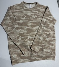 Athleta Seasoft Crewneck Sweatshirt Tan Camo SOFT Sweater Top Medium Tall