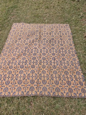 Antique Turkish 7' + x 6' + Tapastry Rug Geometric Floral Design