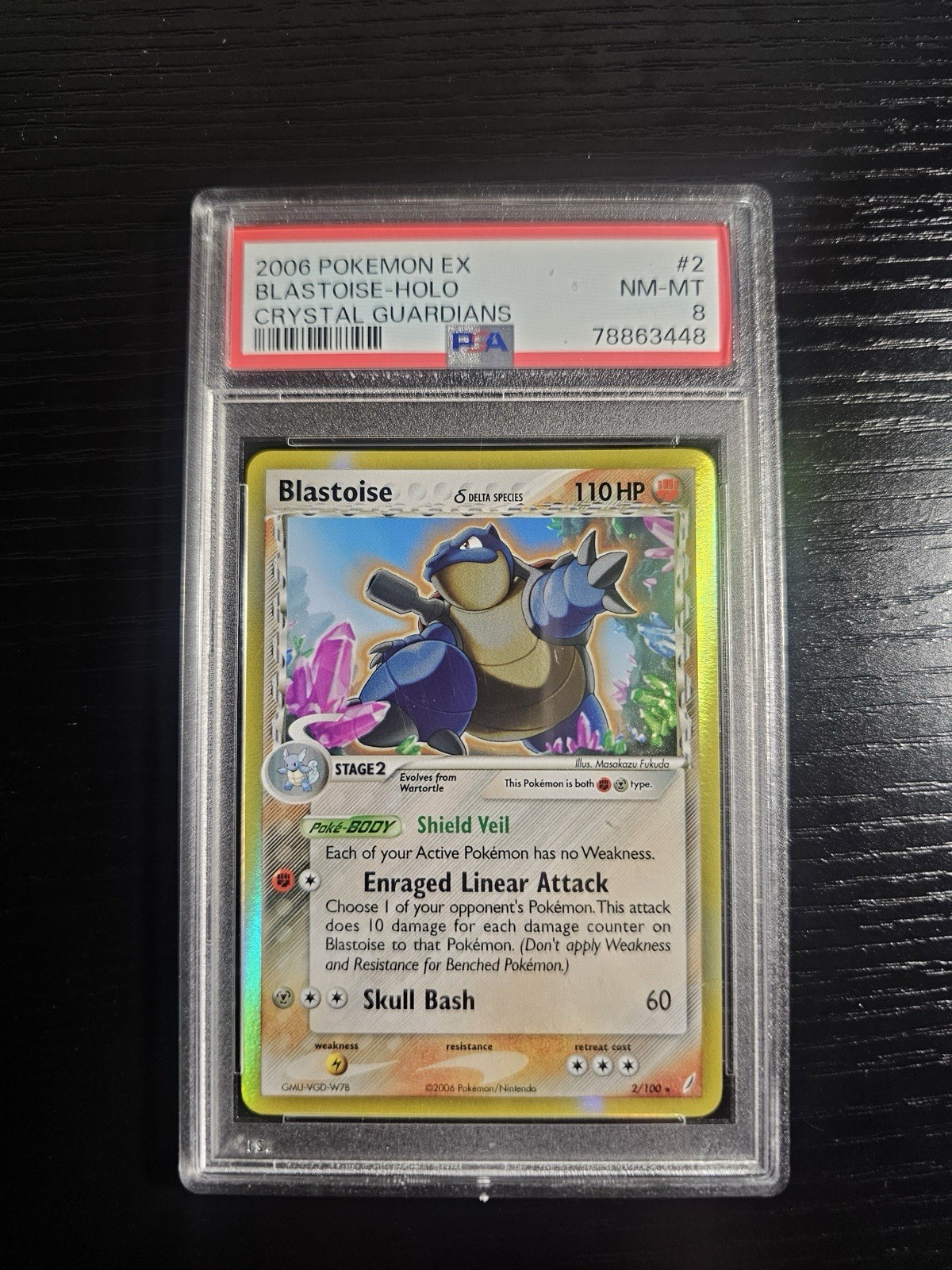 Pokemon Blastoise EX (Delta species) Crystal Guardians Holo Rare #2 - PSA 8