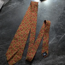 Polo Ralph Lauren Paisley Orange Green Tea Abstract Silk Tie Made In USA Read