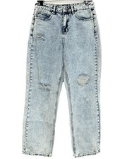 Venus Women  s High Rise Jeans Size 8 Straight Leg Distressed Blue Denim Relaxed