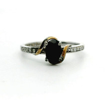 Gold Silver Sapphire Diamond Ring Hallmarked Size J Gold Setting 1.4g