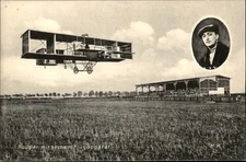 Voisin Biplane Pilot Henri Rougier Early Aviation Vintage Postcard