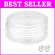 Clear PVC Vinyl Tubing 100 Ft - Kink-Proof 1/2" ID 5/8" OD, Includes Clamps
