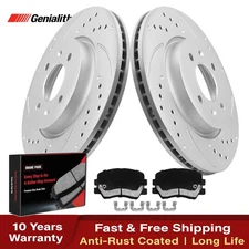 Front Drilled Rotors Ceramic Brake Pads for 2018-2022 Hyundai Accent Rio 1.6L