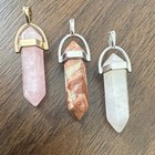 3pc Quartz Crystal Point Hexagon Pendant Charms w/ Metal Bails, Multicolor — photo 2