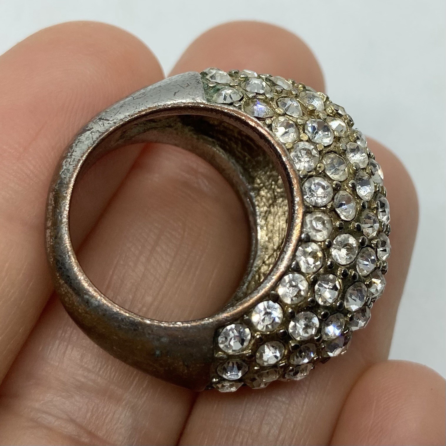 Vtg Large Dome Statement Ring Rhinestone Runway C… - image 10