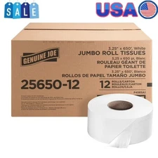2 Ply 12 Pack Tissue Jumbo Roll Dispenser High Traffic Bathroom Unscented New