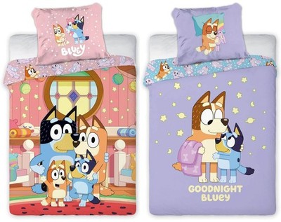Bluey 2 x Wende-Bettwäsche Doppelpack 135x200 80x80 Baumwolle Mädchen-Bettzeug