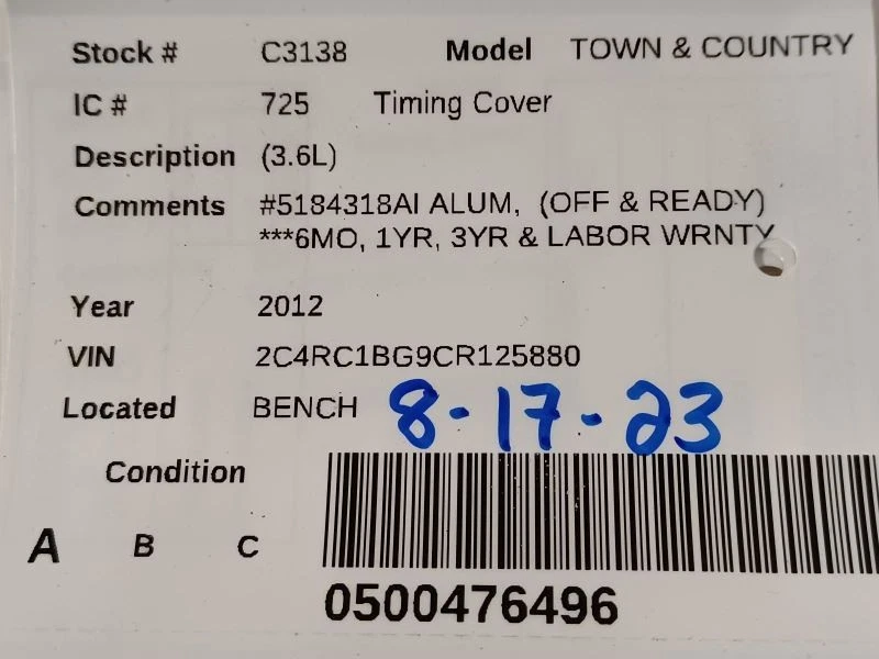 Timing Cover 3.6L Fits 11-20 300 1758701 - Image 4 of 4