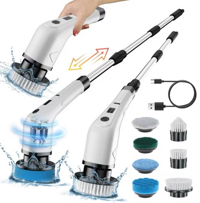 #ad Cordless Spin Scrubber Bathroom Cleaner Brush w 8 Heads Power Electric $32.95